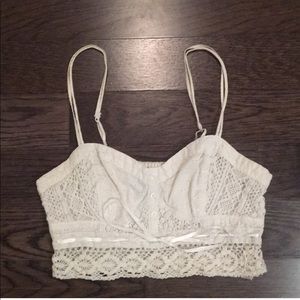 Boho Crop Top | White Eyelet Lace